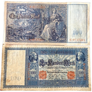 Authentic Historical Germany 100 Mark 1910 Red Seal Banknote